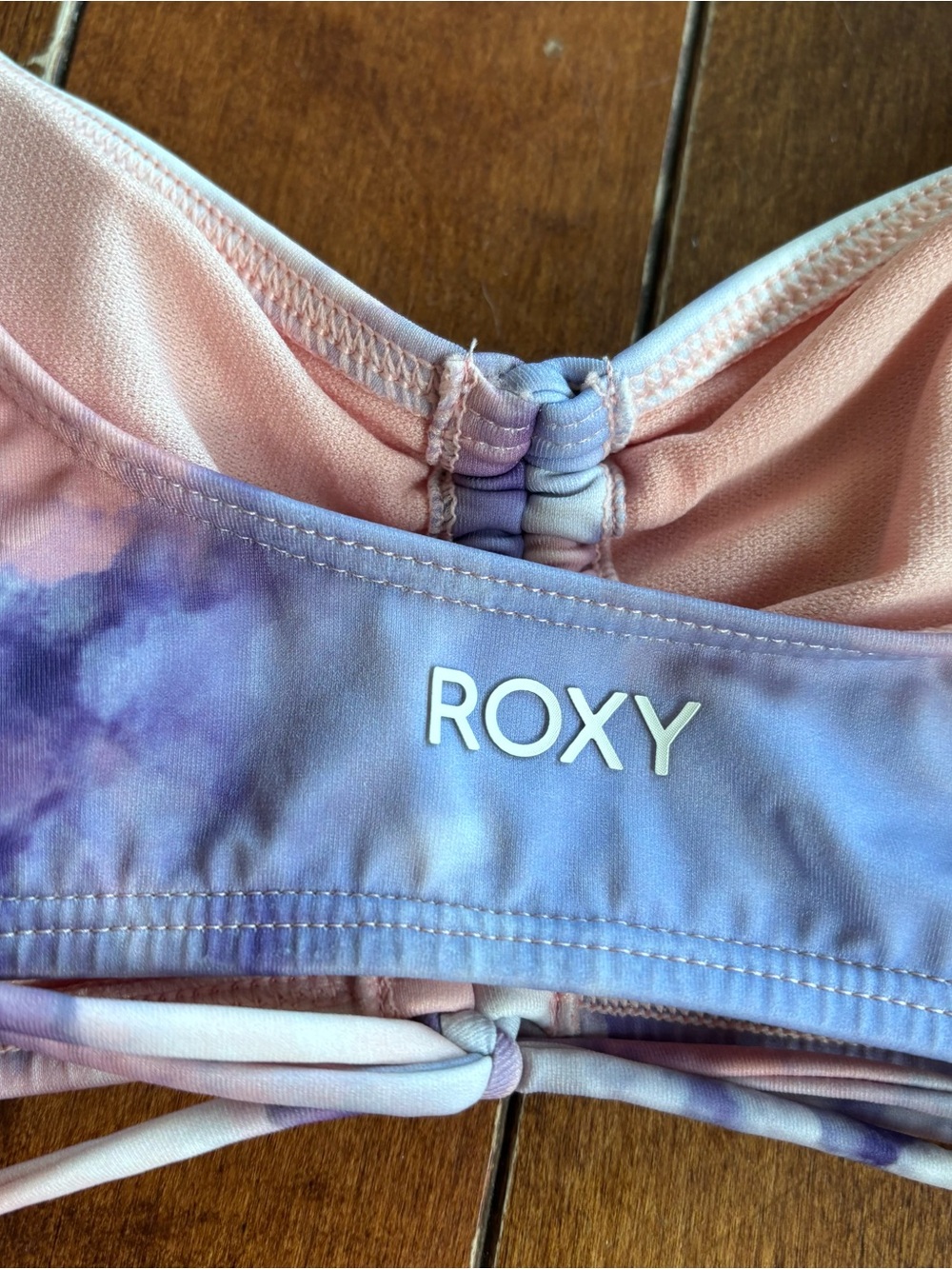 Roxy Pastel Tie-Dye Bikini Top in Pink and Purple - Picture 6 of 7